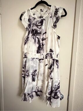 All Saints White and Gray Floral Sleeveless Dress
